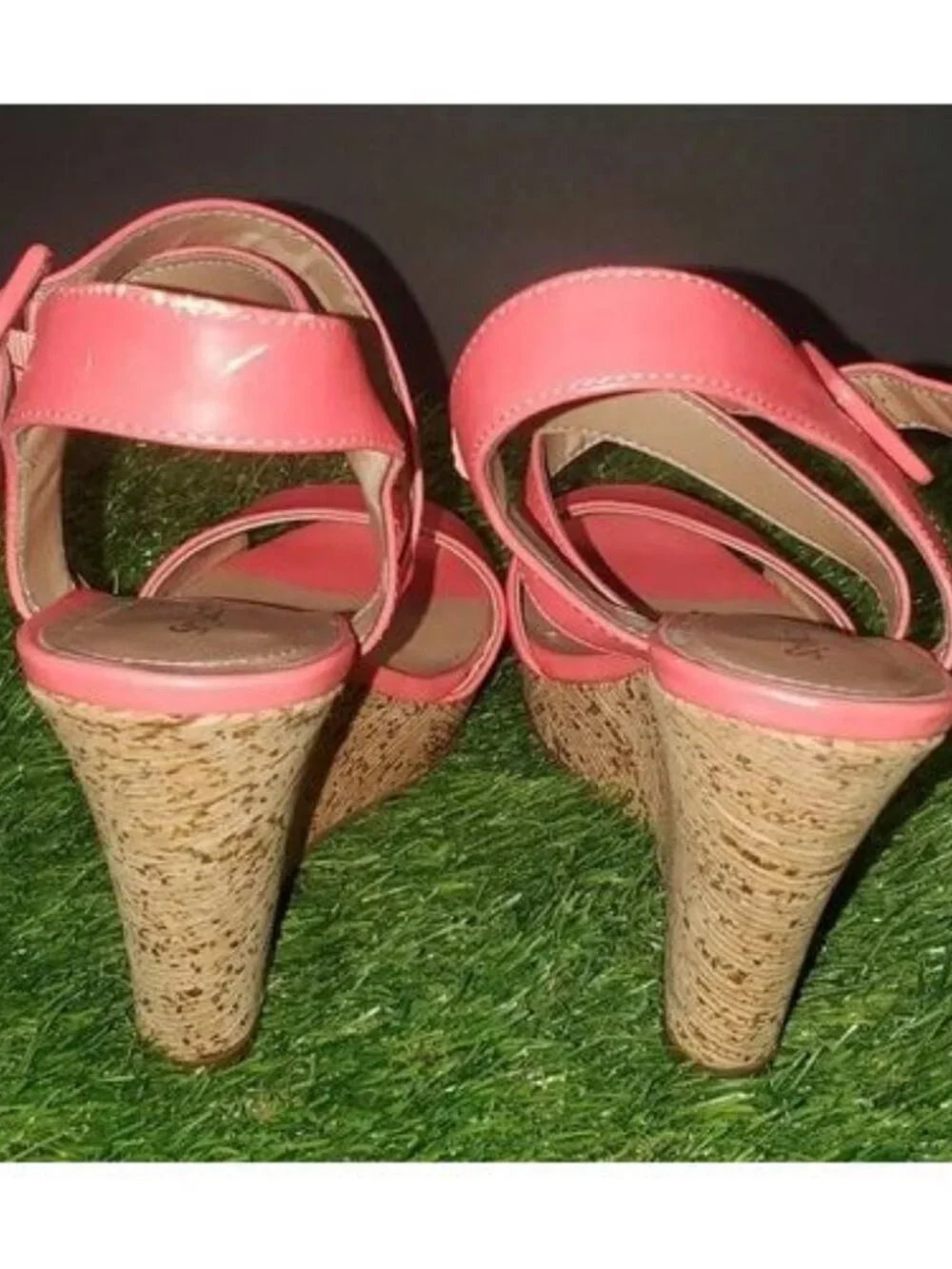 Style & Co, Allexus Open Toe Synthetic Wedge Heel, Coral, Women's Size 7 M